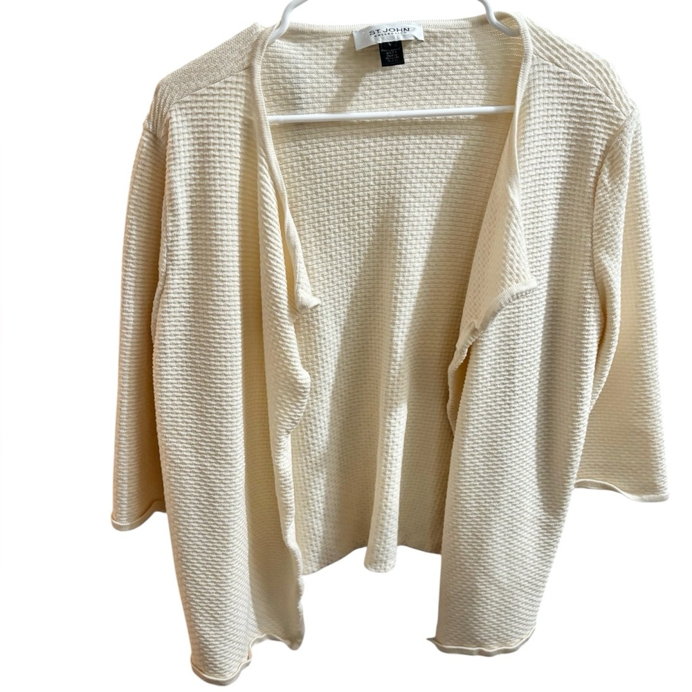St. John Collection Wool Cardigan Waffle Knit